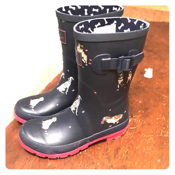 Joules Short Welly Rain Boots Dog Print 